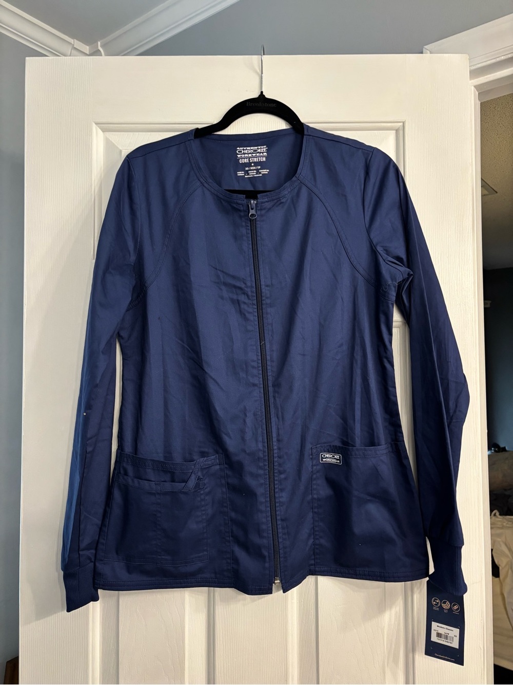 Cherokee Navy Women's Zip-Front Scrub Jacket